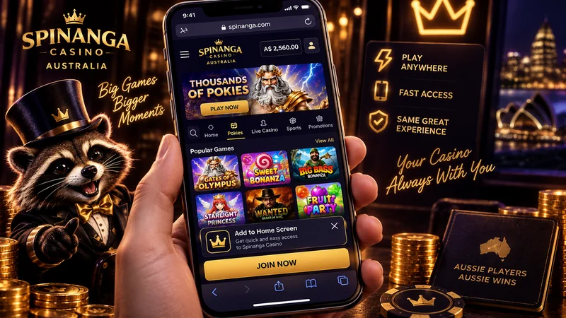Spinanga casino site running in a mobile browser on an Android phone