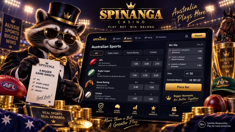 Spinanga sports betting slip with AFL and NRL markets
